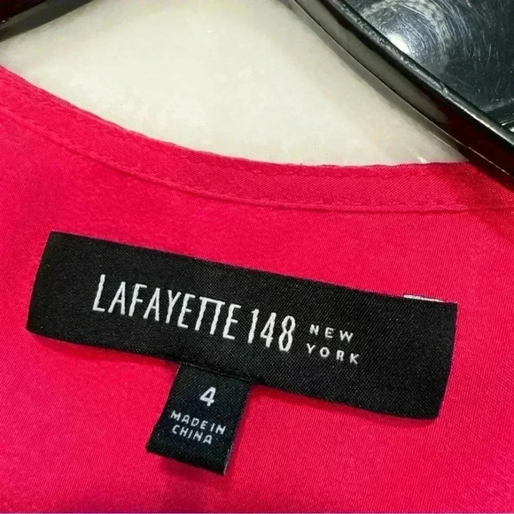 Lafayette 148 women’s long sleeve silk pink blouse front pockets sz 4 - Picture 4 of 9